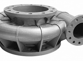 A 3D-printed volute, which can be used in high-temperature oxidizing environments in rocket engines.