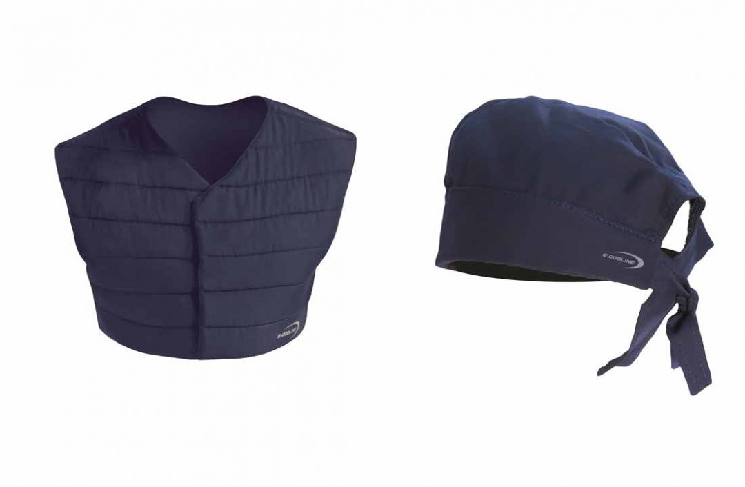 Die PES-Mikrofaser sorgt in Verbindung mit Wasser für den aktiven Kühleffekt. - © HB PROTECTIVE WEAR Die PES-Mikrofaser sorgt in Verbindung mit Wasser für den aktiven Kühleffekt. - © HB PROTECTIVE WEAR