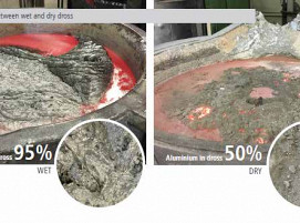 Die Reinigung mit Coveral kann zu 50 % trockener Krätze in der Aluminiumschmelze führen.