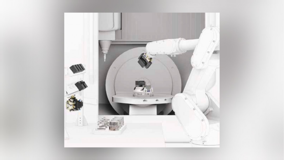 he quick-change jaws contained in the clamping devices can be changed automatically in seconds without the use of tools. - © SCHUNK he quick-change jaws contained in the clamping devices can be changed automatically in seconds without the use of tools. - © SCHUNK