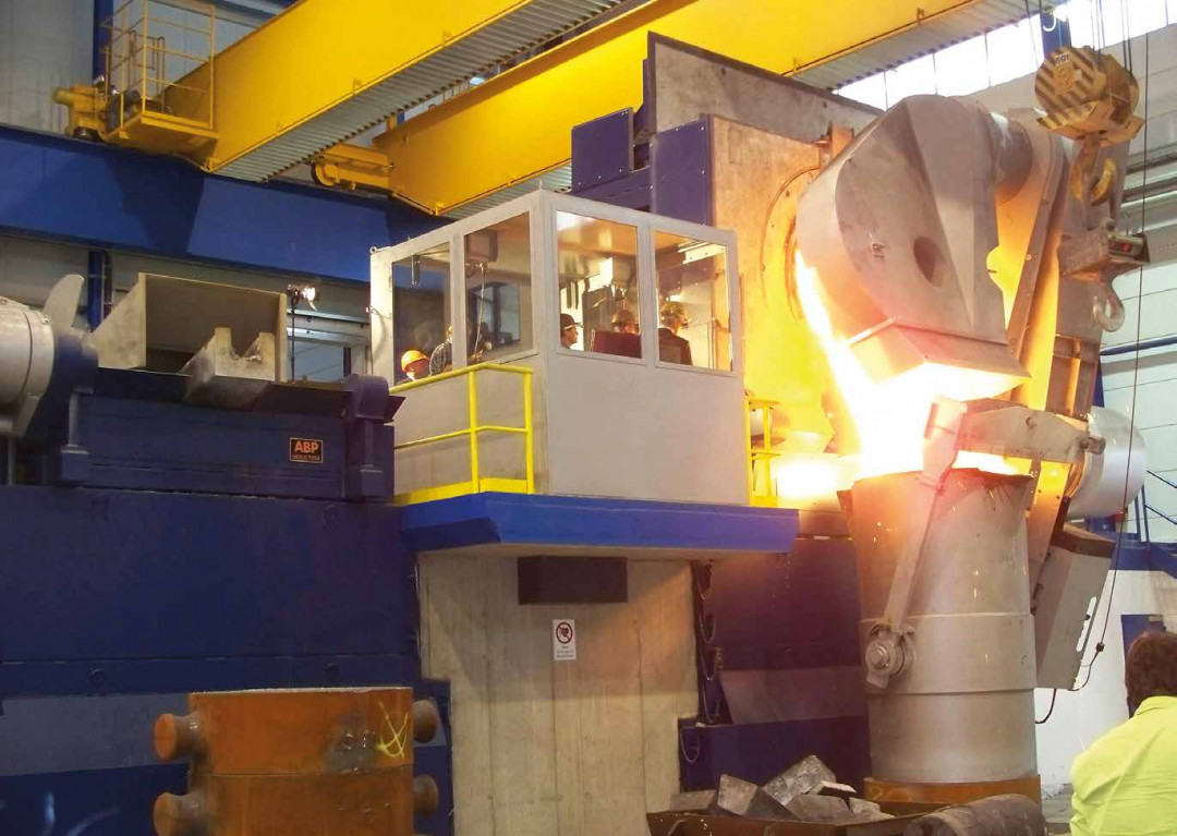 ABP induction furnace melting plant in operation. ABP induction furnace melting plant in operation.