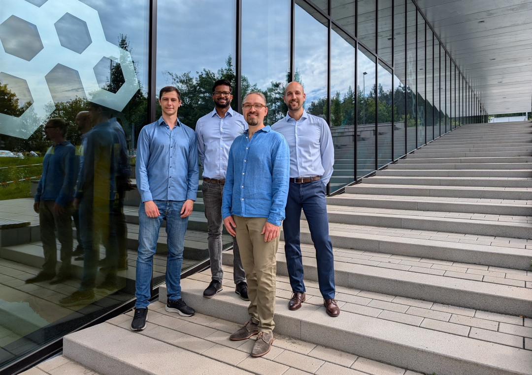 The Refactum team on the RPTU campus in Kaiserslautern: (from left to right) Dr Oliver Kohn, Keran Sivalingam, Dr Patrick Bertram and Dr Jesko Hermann. - © Refactum The Refactum team on the RPTU campus in Kaiserslautern: (from left to right) Dr Oliver Kohn, Keran Sivalingam, Dr Patrick Bertram and Dr Jesko Hermann. - © Refactum